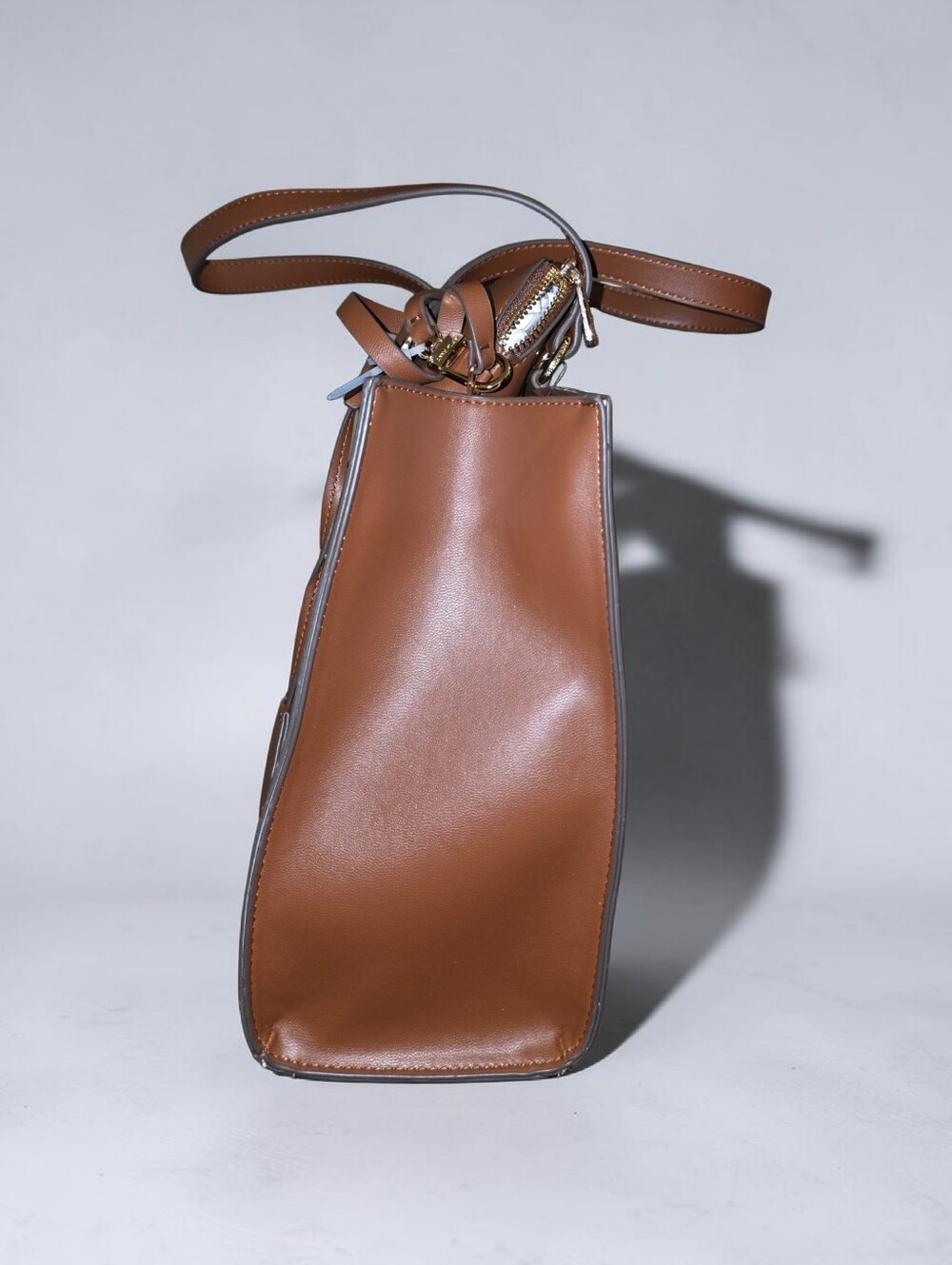 NWT ANNE KLIEN Women’s Brown Woven Tote Bag with Leather Trim & CHANGE PURSRE - Picture 3 of 6